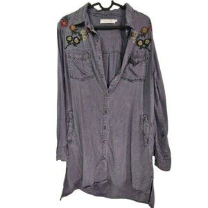 Billy T Western Country Cowgirl High-Low Shirt Dress Sustainable Boho Size S